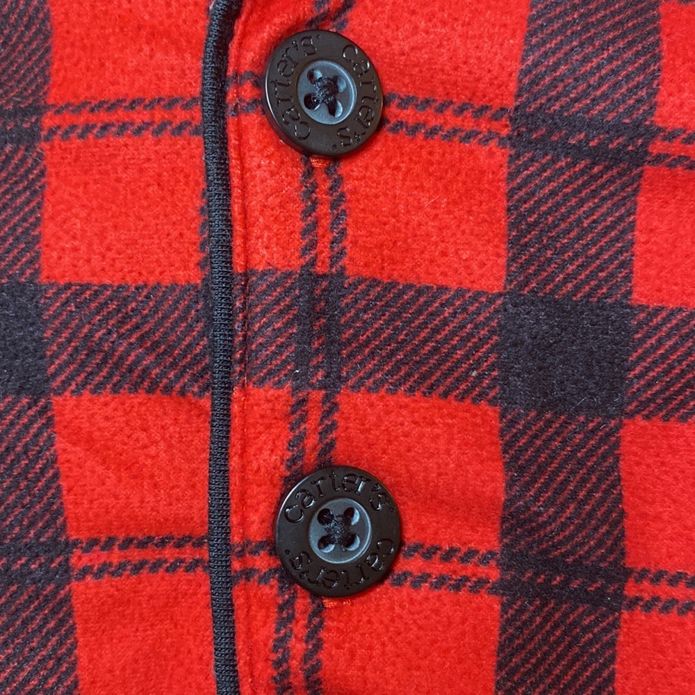 Carters Kids Red and Black Plaid Pajama Set 2T - Picture 5 of 5
